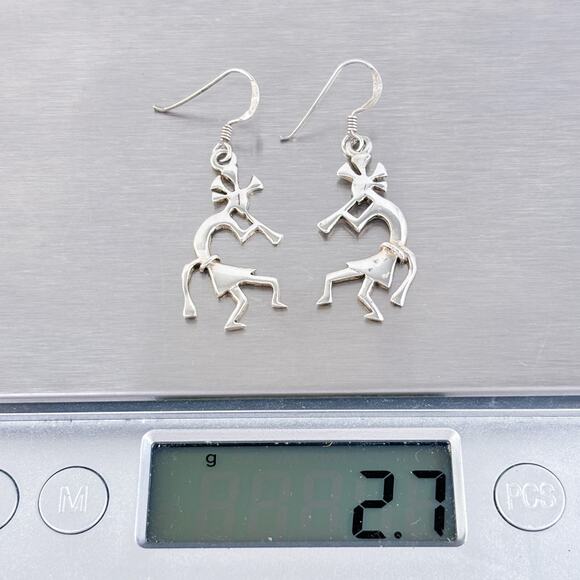 Vintage Sterling Silver 925 Kokopelli Dangle Earrings - Picture 7 of 8